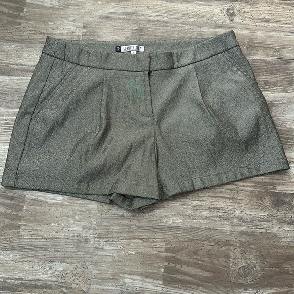 Jennifer Lopez Pants - Jennifer Lopez JLo metallic silver pleated dress shorts size 12